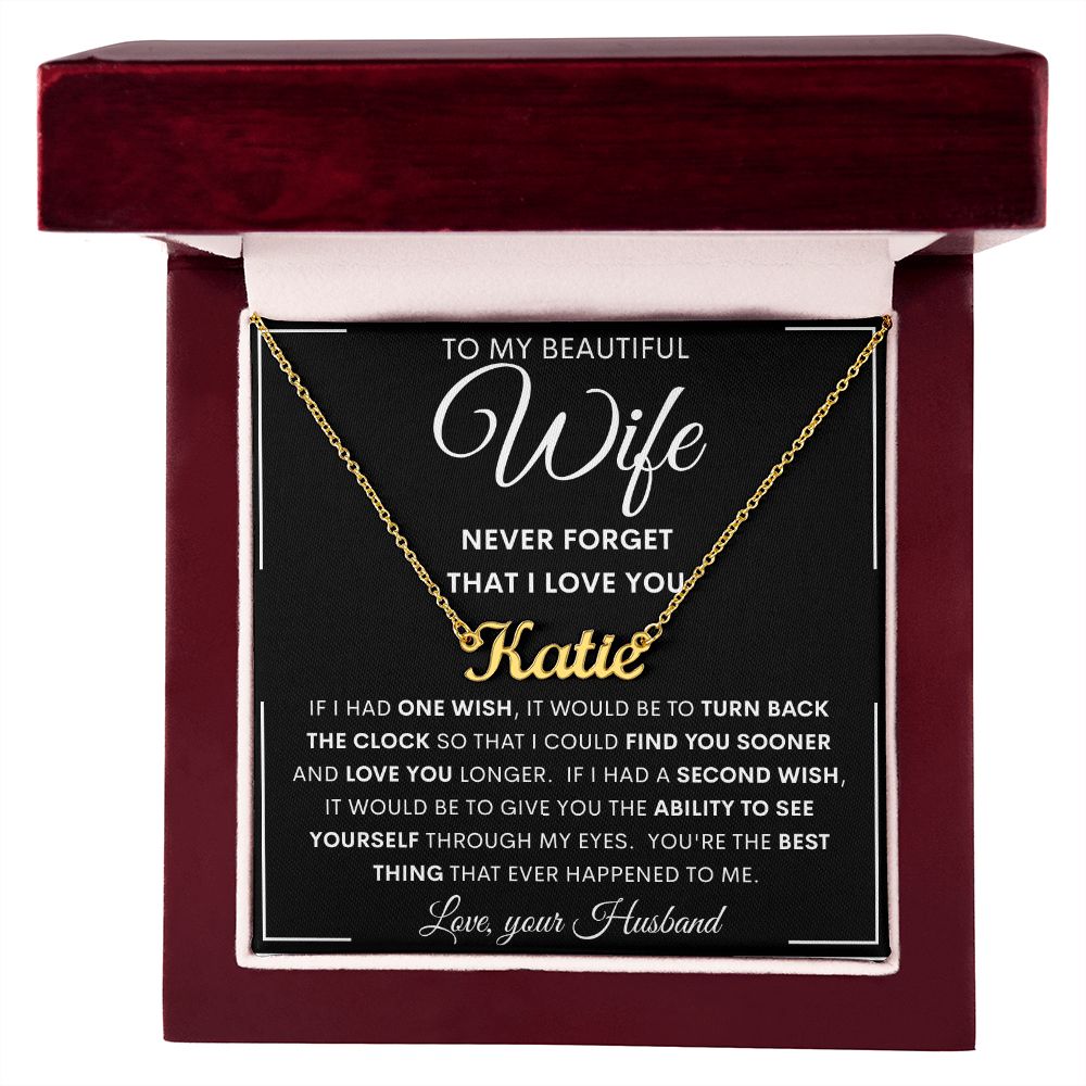 To My Beautiful Wife | Personalized Name Necklace | Anniversary gift, Gift from husband, Wife birthday gift, Wife anniversary, Gift for wife