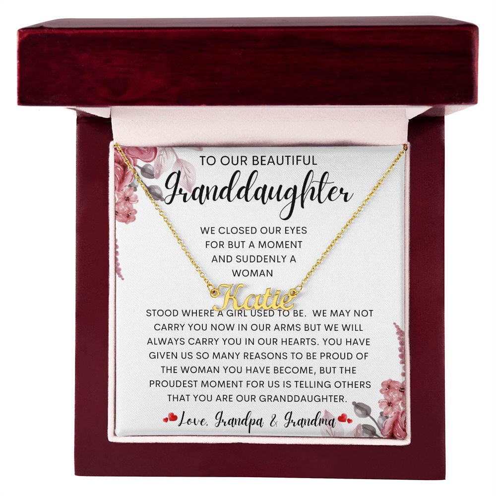 To Our Beautiful Granddaughter | Personalized Name Necklace | To my granddaughter, Birthday gift, Gift from grandma, Gift from grandpa