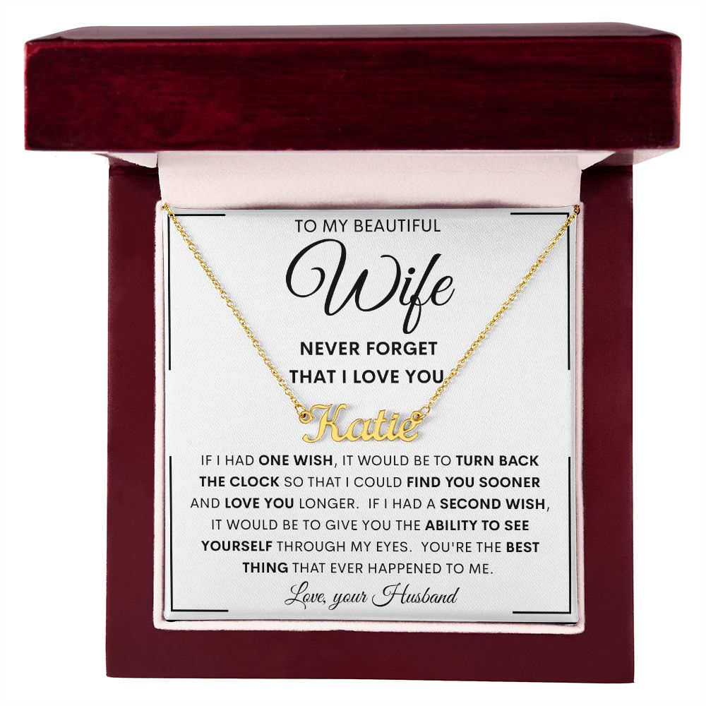 To My Beautiful Wife | Personalized Name Necklace | Anniversary gift, Gift from husband, Wife birthday gift, Wife anniversary, Gift for wife