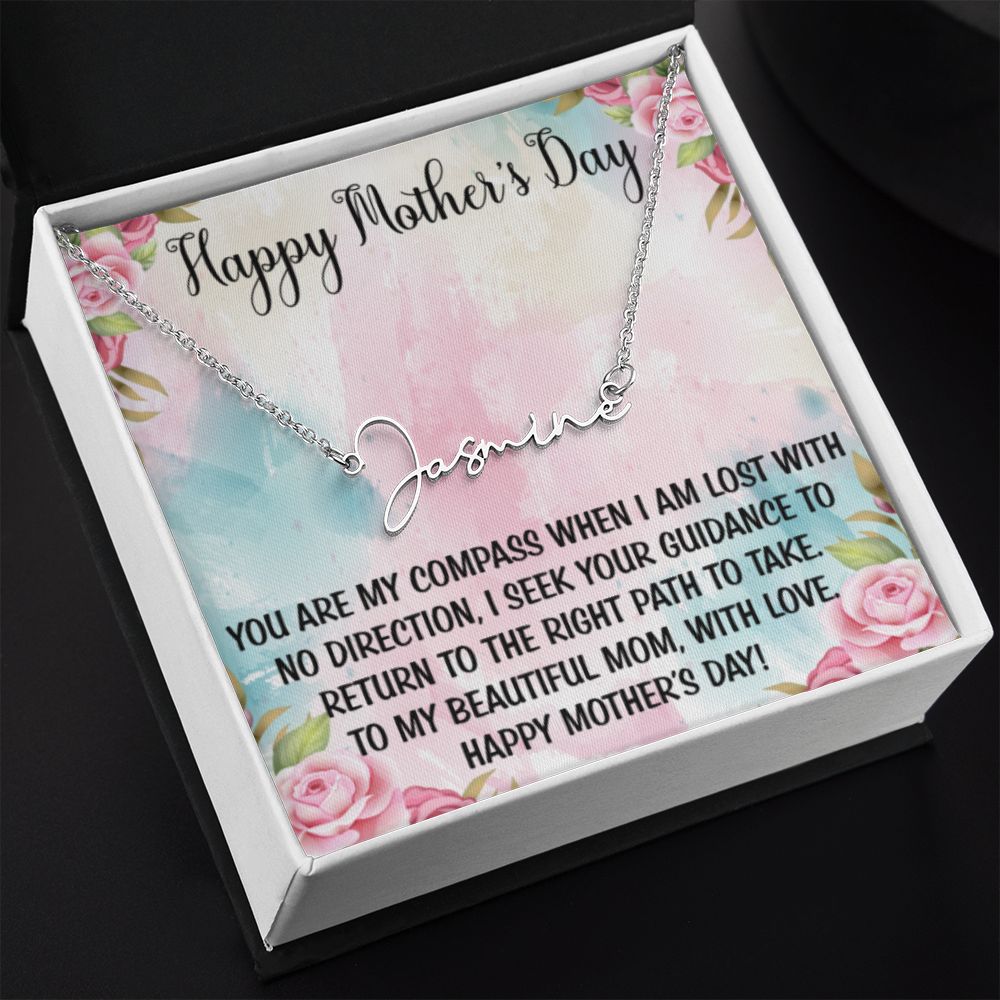 Happy Mother's Day | Signature Style Name Necklace | Mothers Day Gifts, Gift From Daughter, Necklace For Mom, Gift from Son