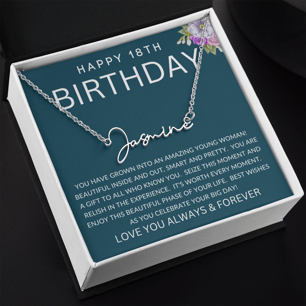 Happy 18th Birthday | Signature Style Name Necklace
