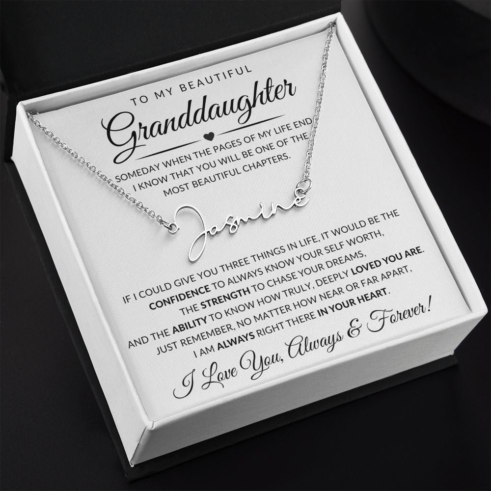 To My Beautiful Granddaughter | Signature Style Name Necklace