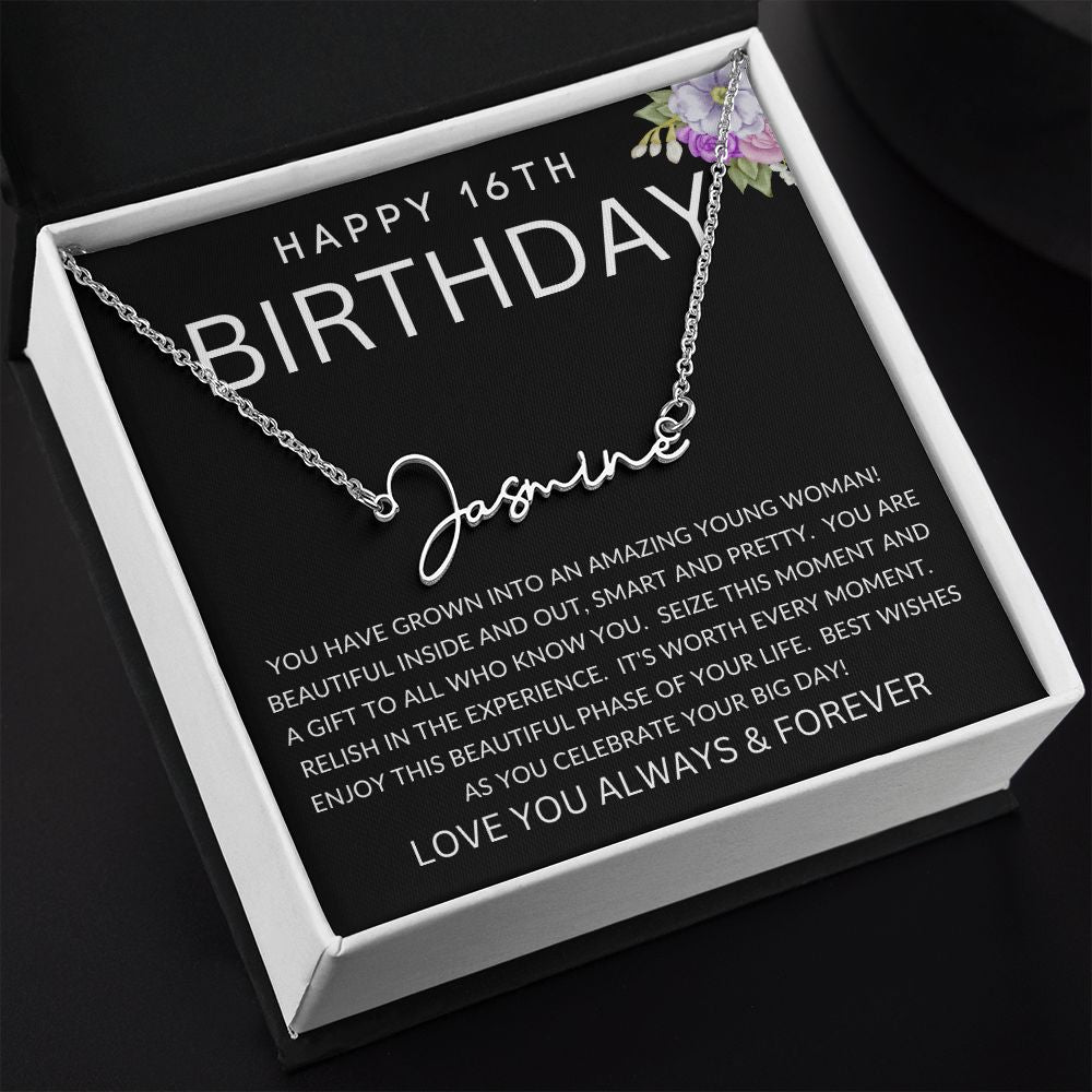Happy 16th Birthday | Signature Style Name Necklace
