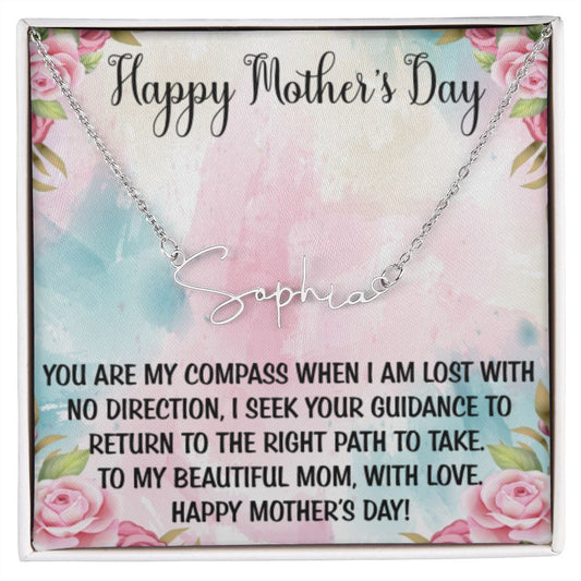 Happy Mother's Day | Signature Style Name Necklace | Mothers Day Gifts, Gift From Daughter, Necklace For Mom, Gift from Son