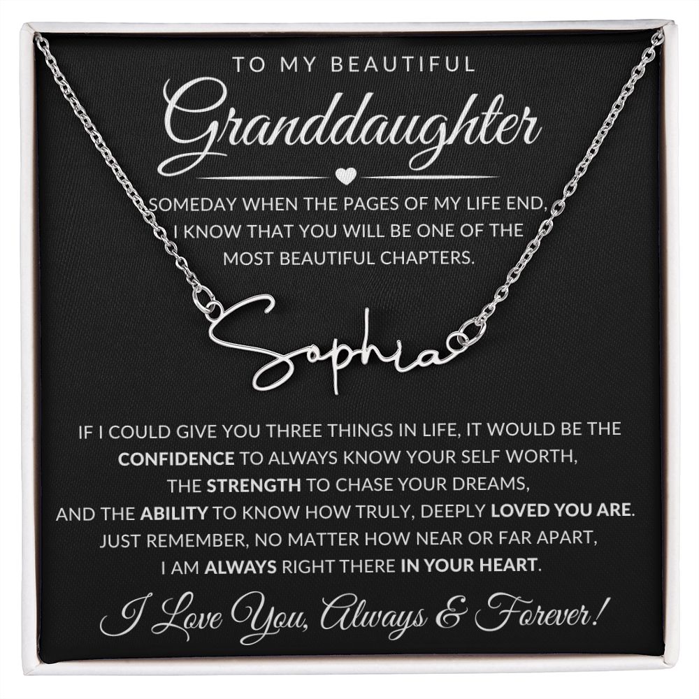 To My Beautiful Granddaughter | Signature Style Name Necklace