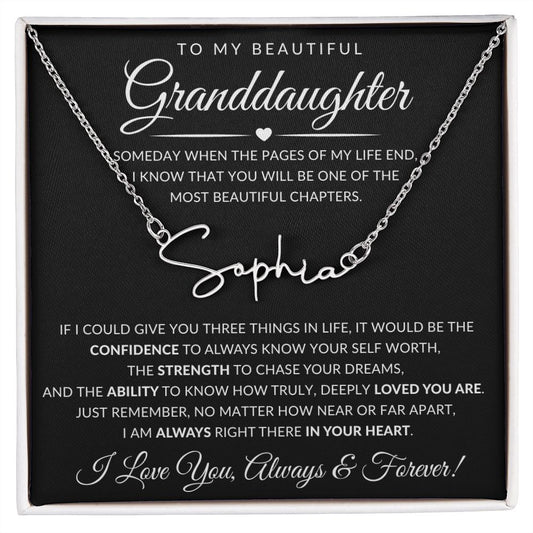 To My Beautiful Granddaughter | Signature Style Name Necklace