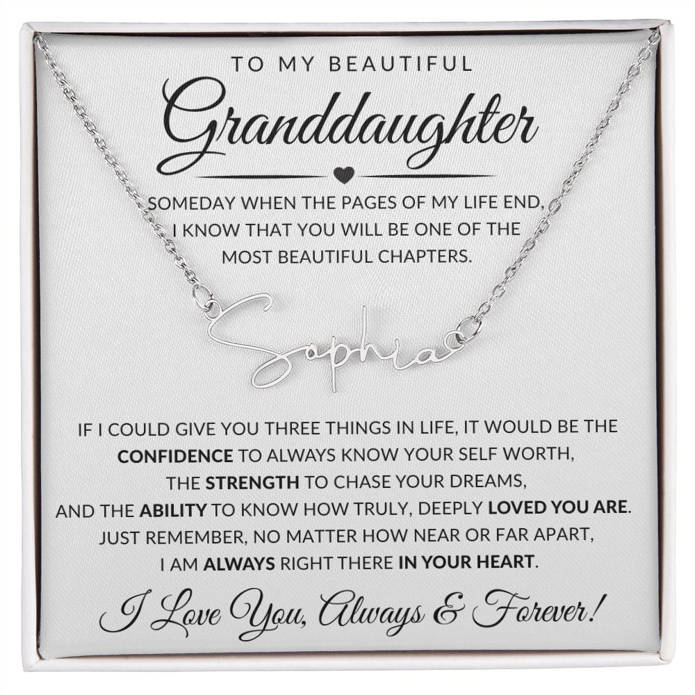 To My Beautiful Granddaughter | Signature Style Name Necklace