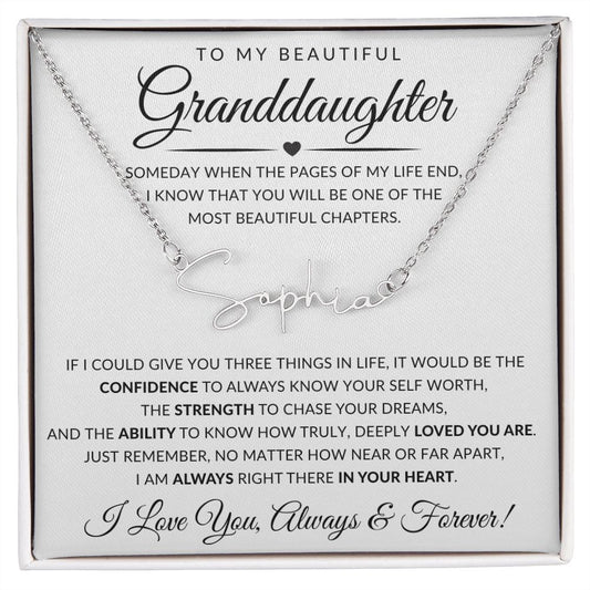 To My Beautiful Granddaughter | Signature Style Name Necklace