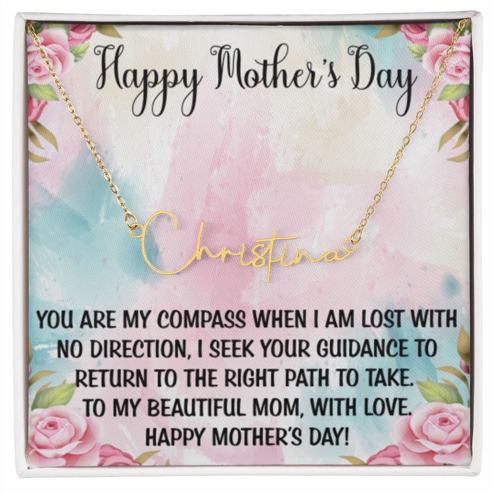 Happy Mother's Day | Signature Style Name Necklace | Mothers Day Gifts, Gift From Daughter, Necklace For Mom, Gift from Son