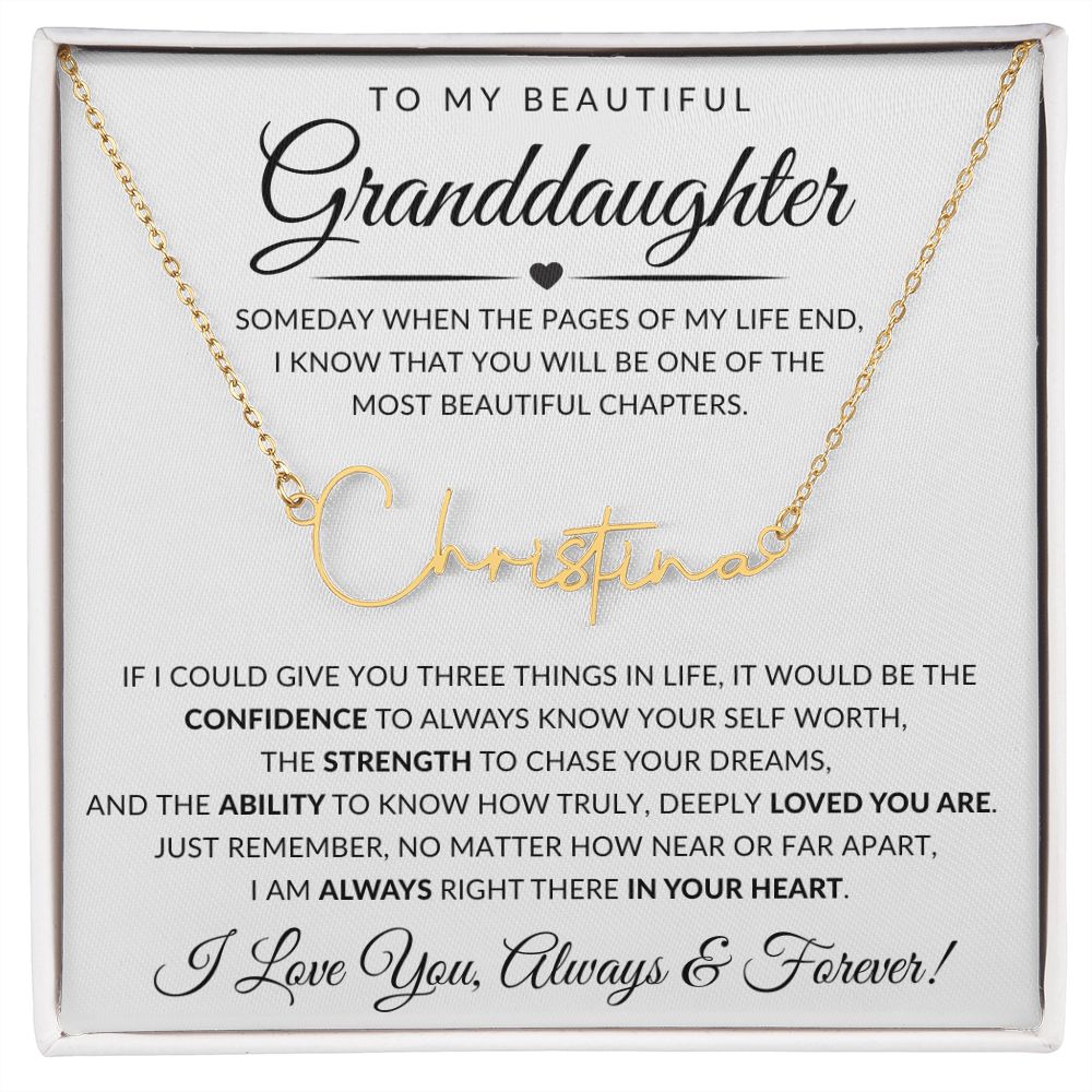 To My Beautiful Granddaughter | Signature Style Name Necklace