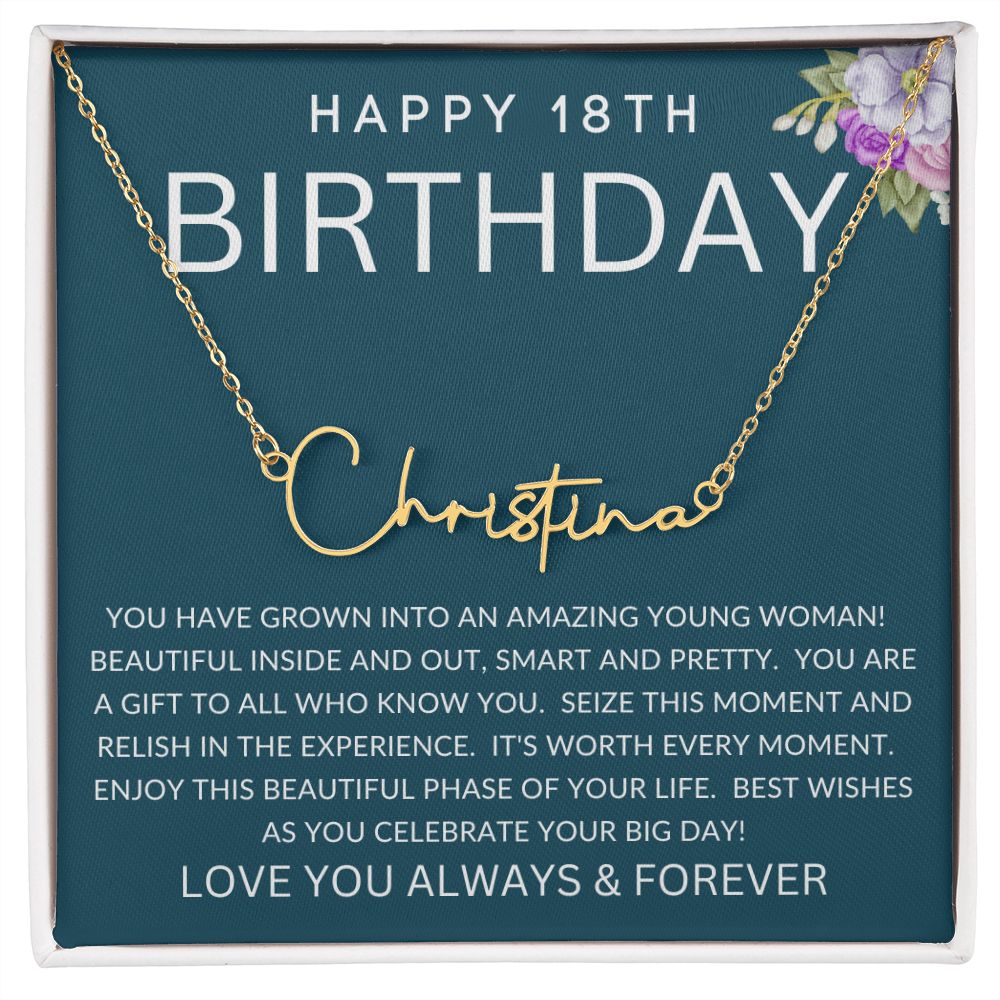 Happy 18th Birthday | Signature Style Name Necklace