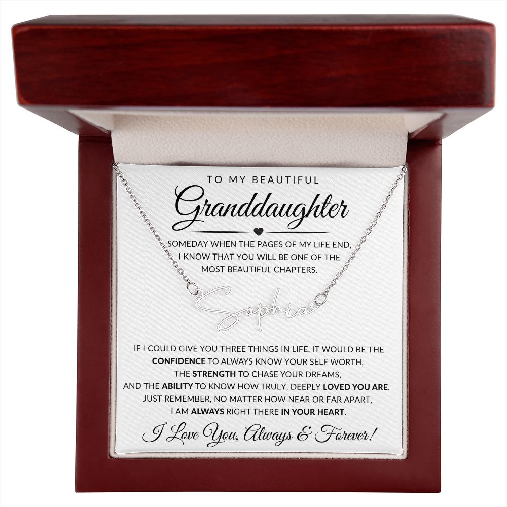 To My Beautiful Granddaughter | Signature Style Name Necklace