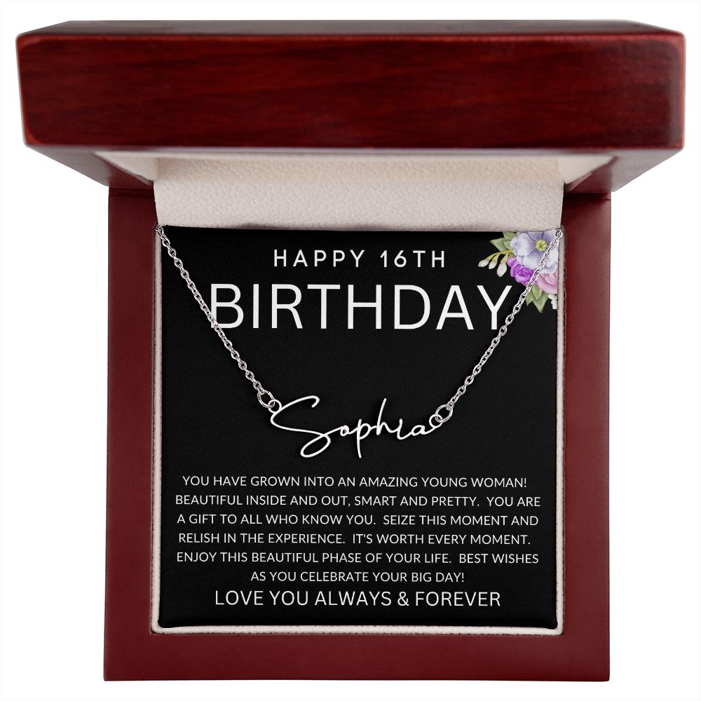 Happy 16th Birthday | Signature Style Name Necklace