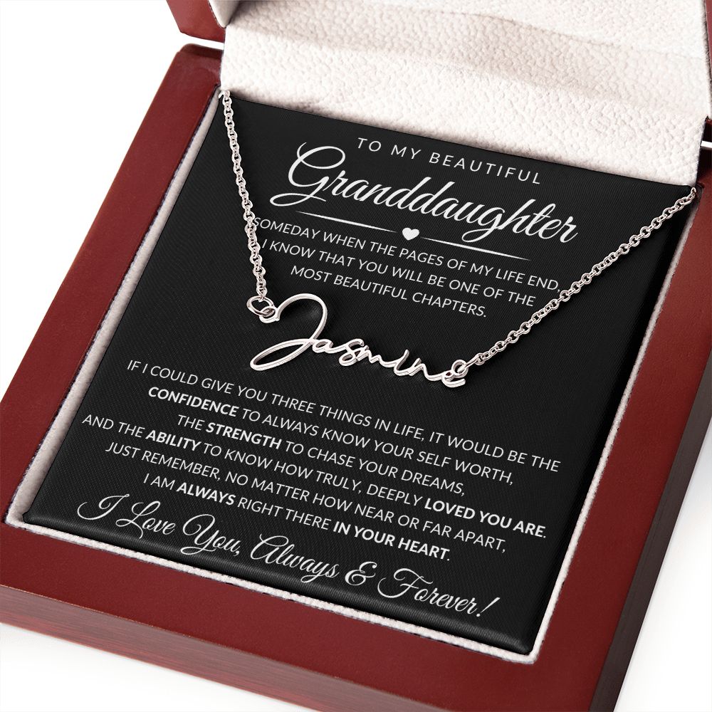 To My Beautiful Granddaughter | Signature Style Name Necklace