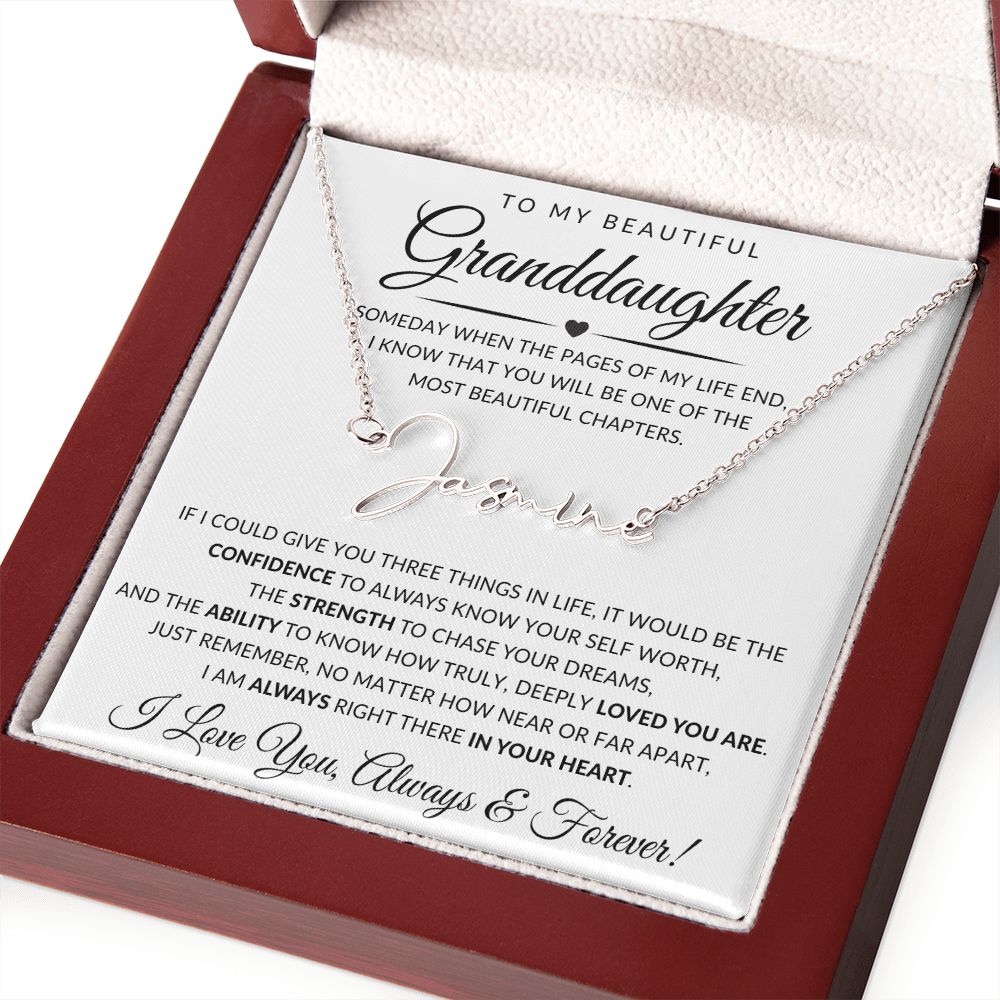 To My Beautiful Granddaughter | Signature Style Name Necklace