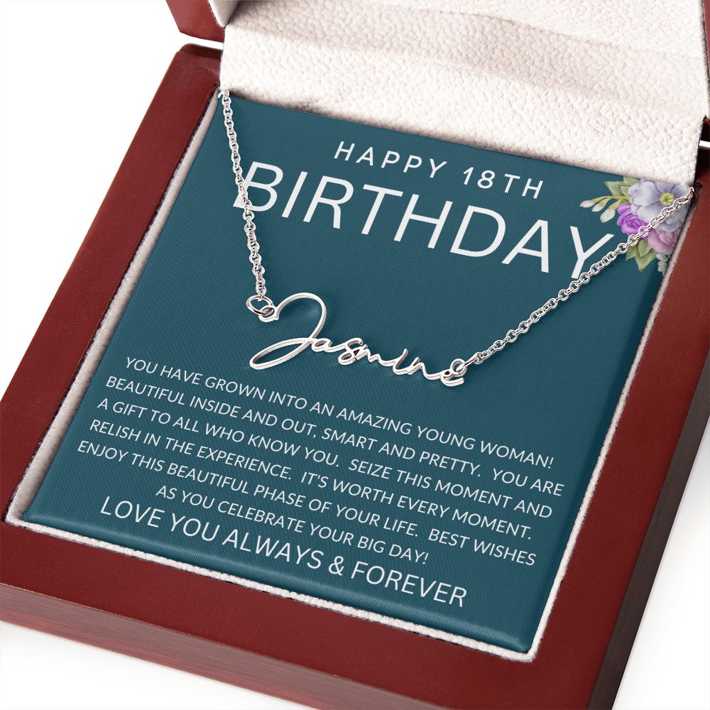 Happy 18th Birthday | Signature Style Name Necklace