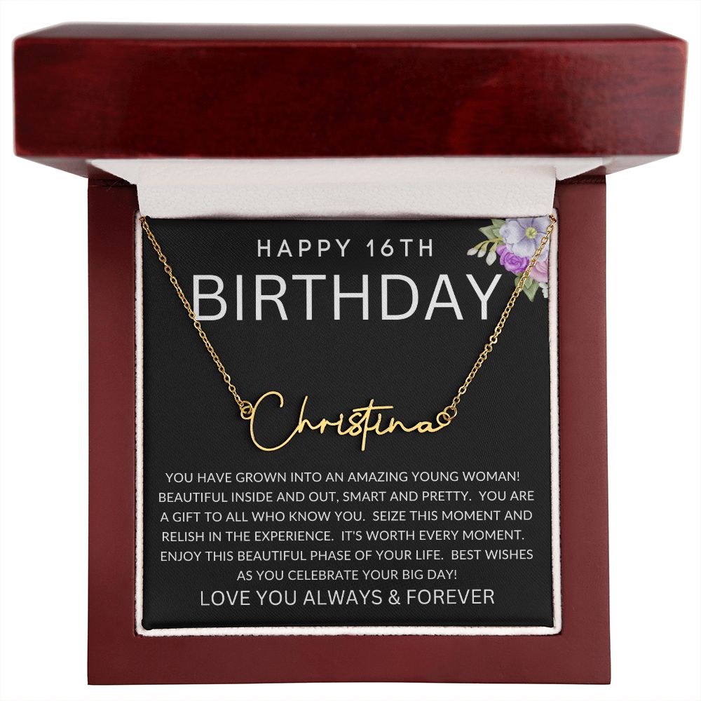 Happy 16th Birthday | Signature Style Name Necklace