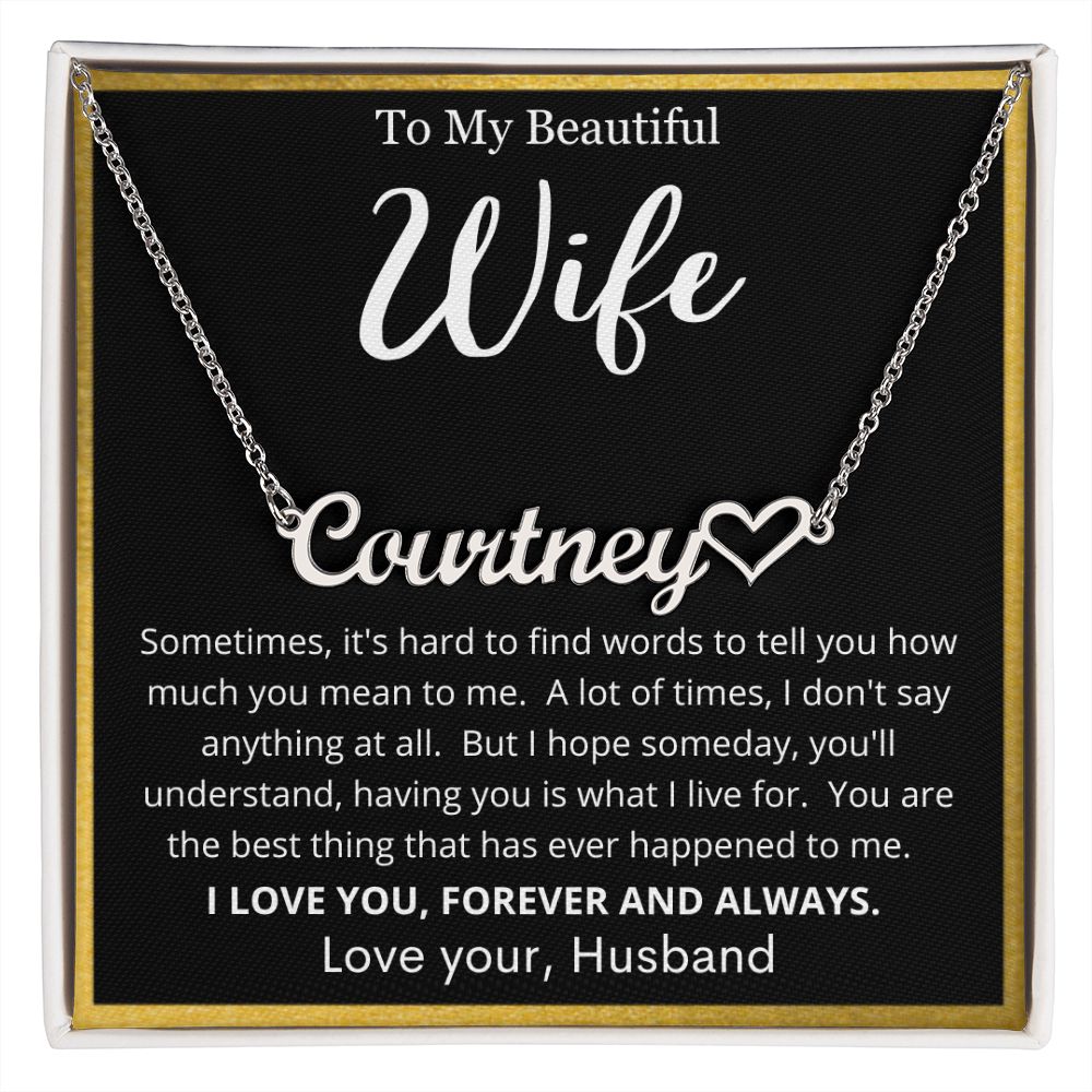 To My Beautiful Wife | Personalized Heart Name Necklace