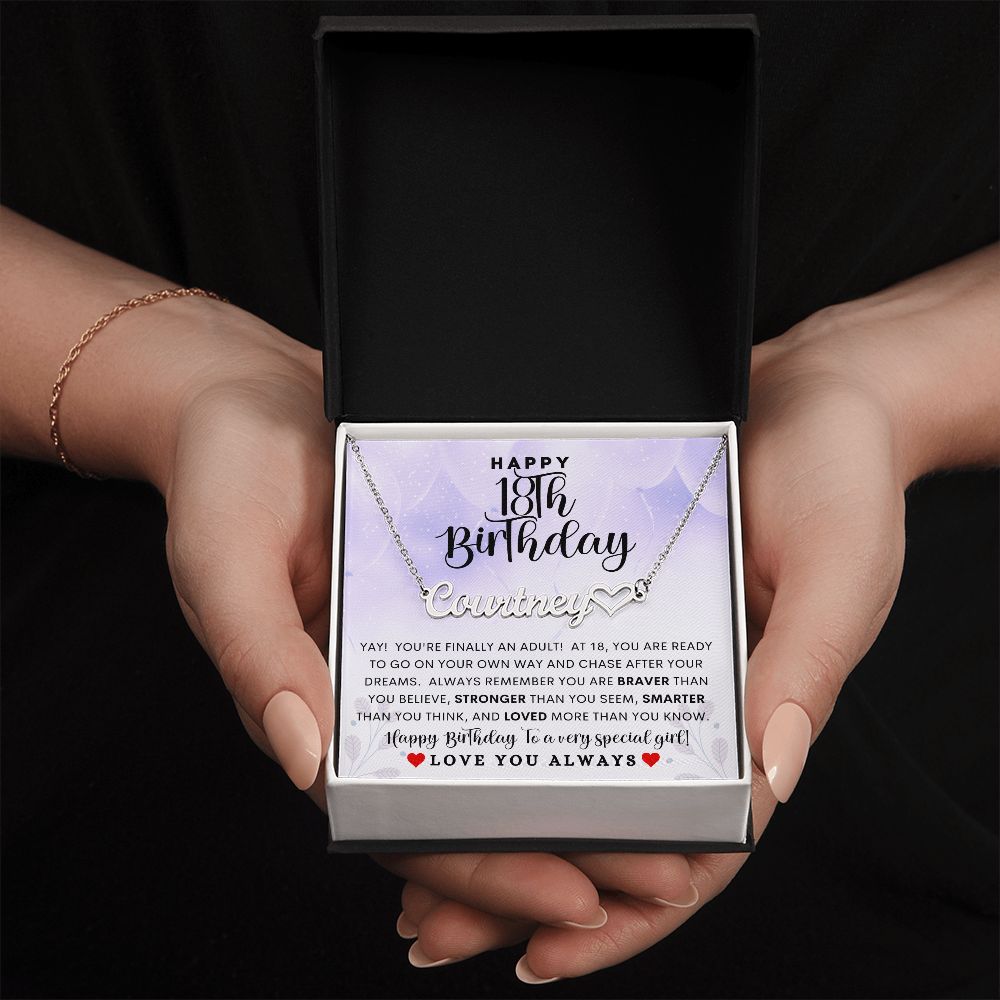 Happy 18th Birthday | Personalized Heart Name Necklace |