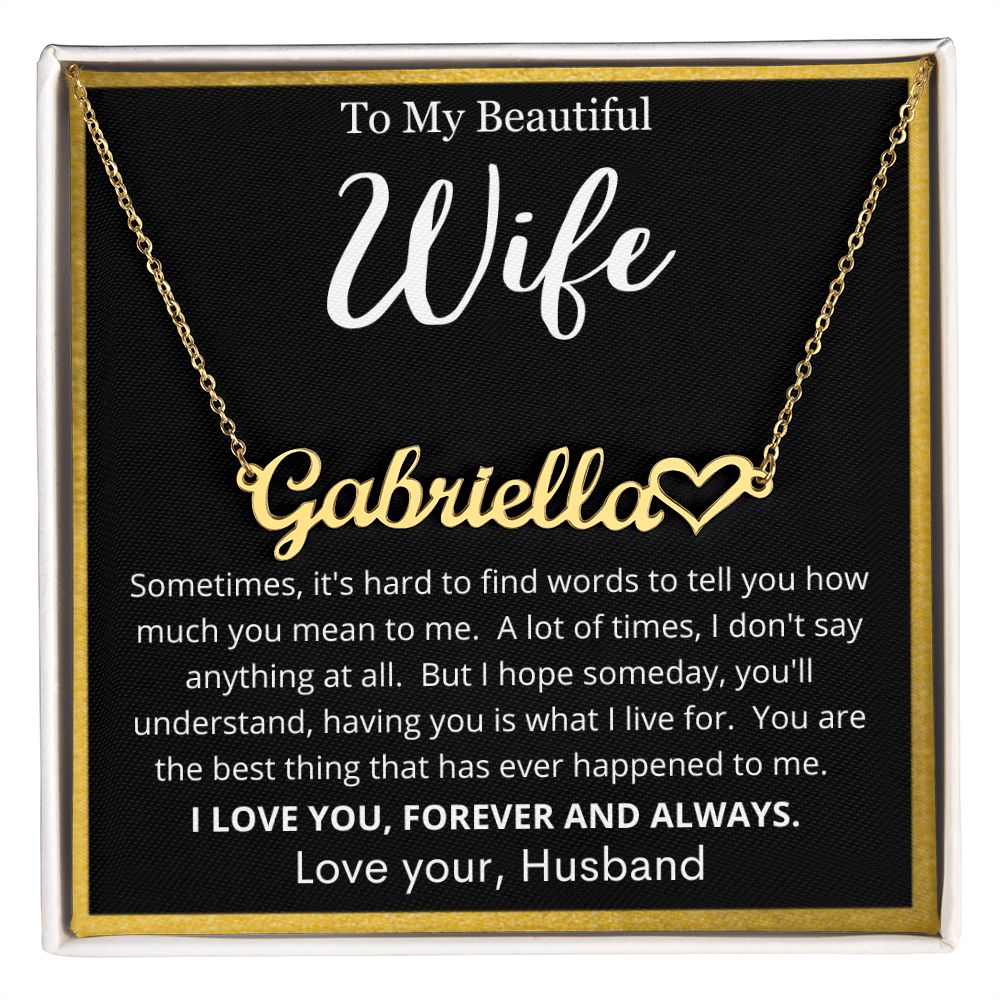 To My Beautiful Wife | Personalized Heart Name Necklace