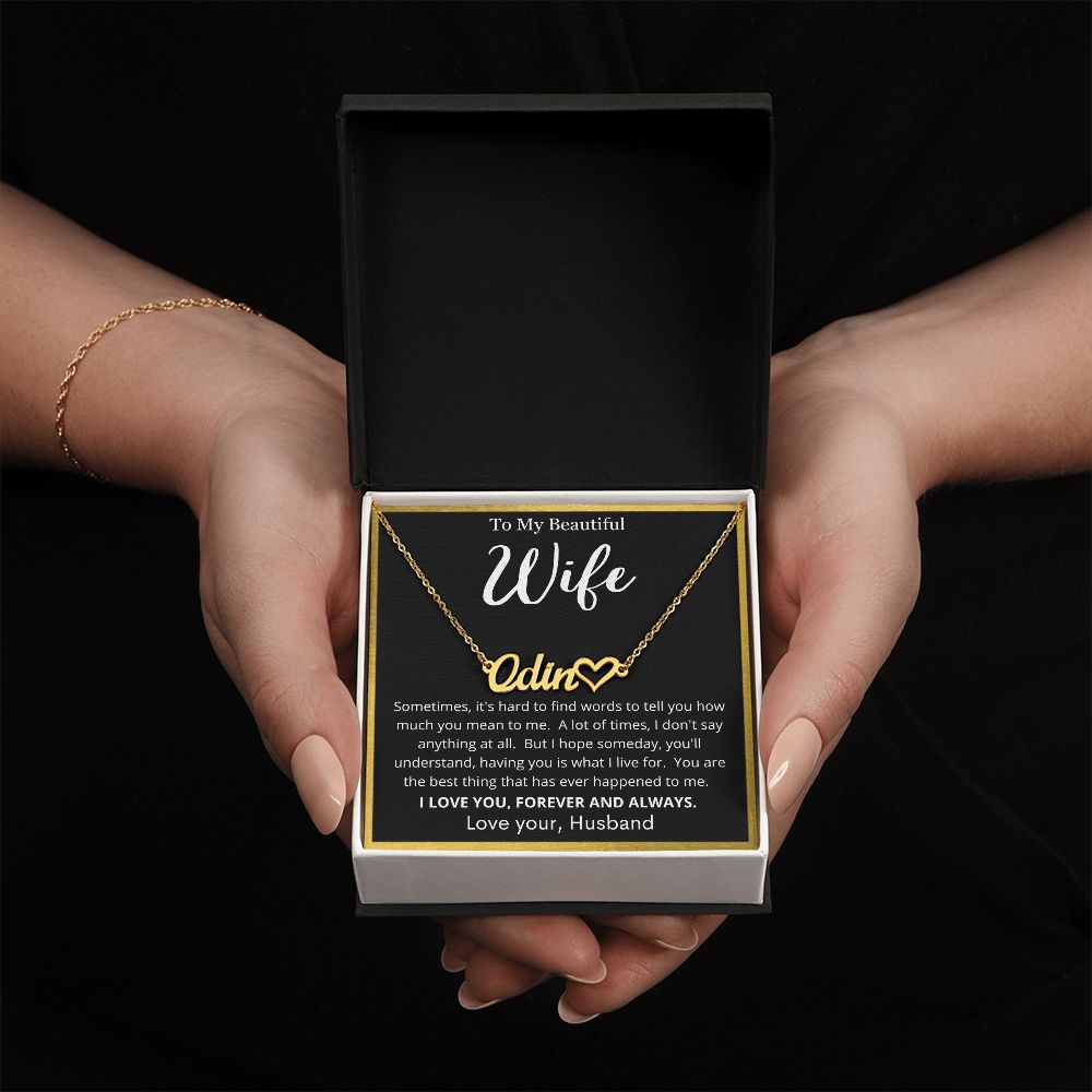 To My Beautiful Wife | Personalized Heart Name Necklace