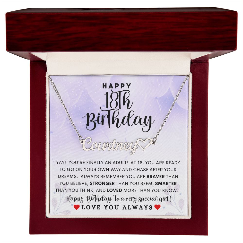 Happy 18th Birthday | Personalized Heart Name Necklace |