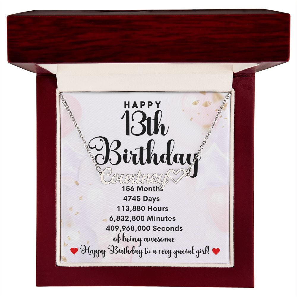 Happy 13th Birthday | Personalized Heart Name Necklace