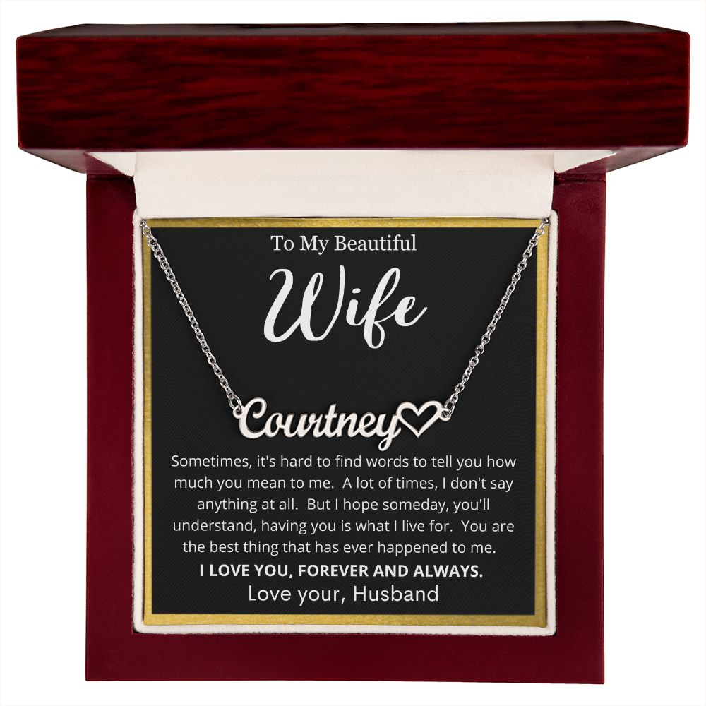 To My Beautiful Wife | Personalized Heart Name Necklace
