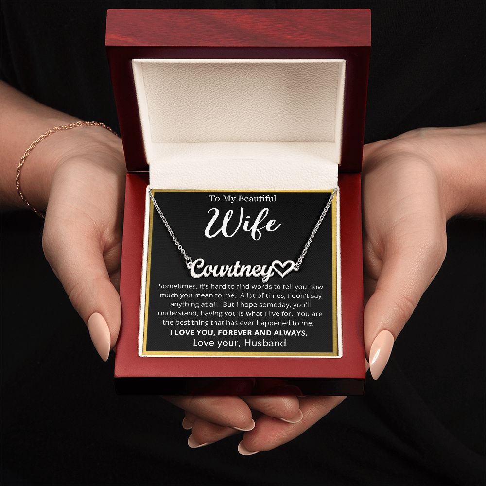 To My Beautiful Wife | Personalized Heart Name Necklace