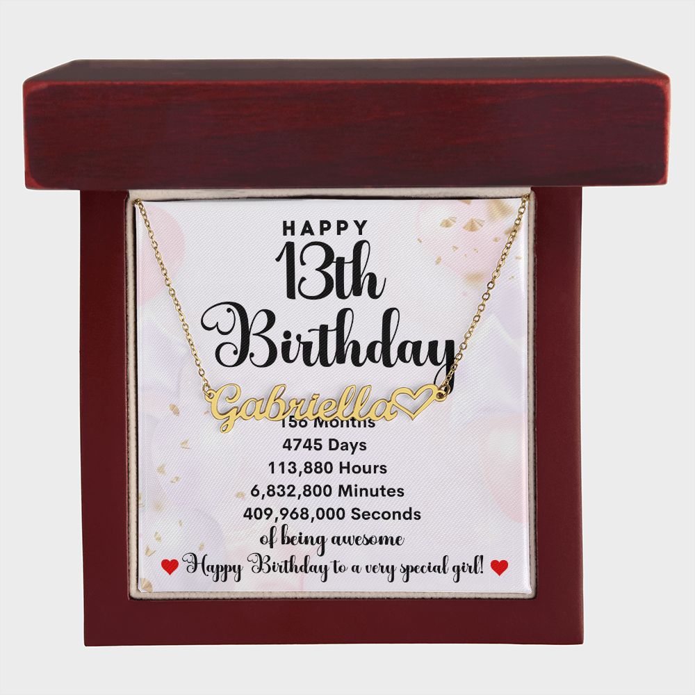 Happy 13th Birthday | Personalized Heart Name Necklace
