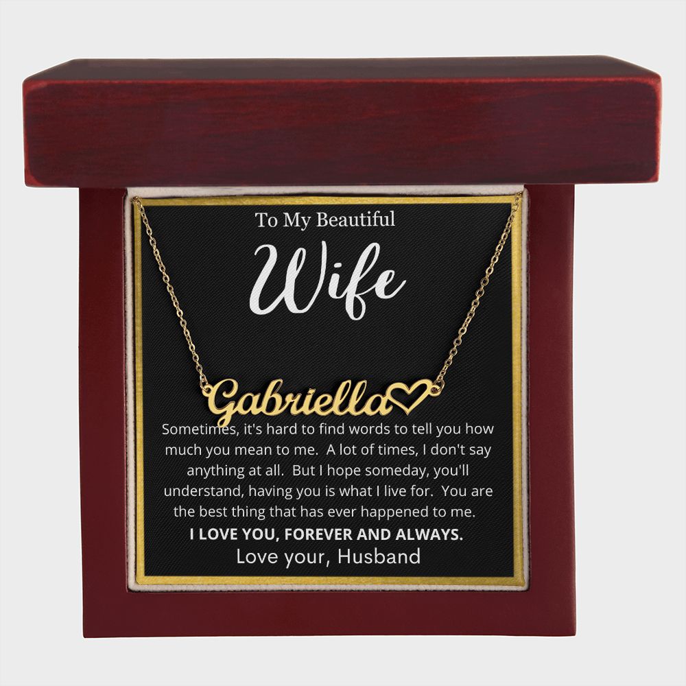 To My Beautiful Wife | Personalized Heart Name Necklace