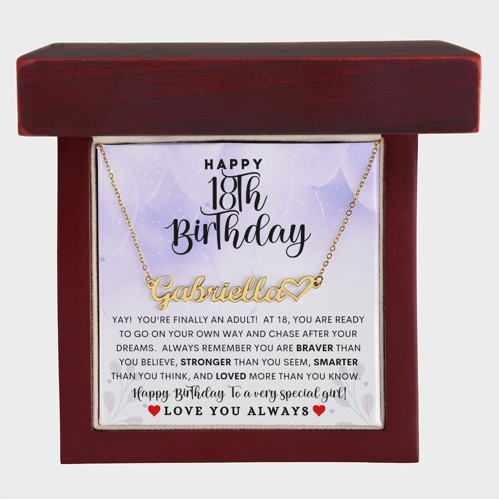 Happy 18th Birthday | Personalized Heart Name Necklace |