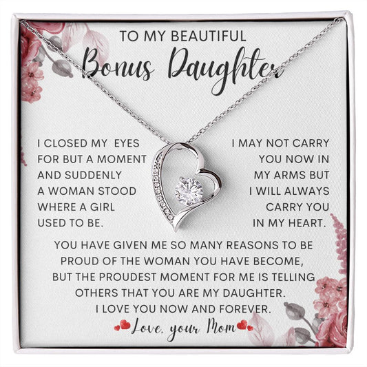 To My Beautiful Bonus Daughter | Gift For Daughter, Daughter Necklace, Birthday Gift
