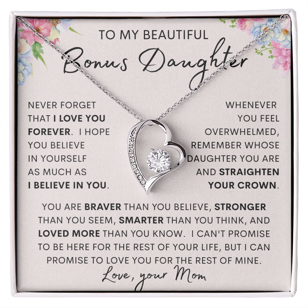TO MY BONUS DAUGHTER | Daughter Necklace, Birthday Gift, Mother Daughter Gift, Gifts For Daughter, Gift From Mom
