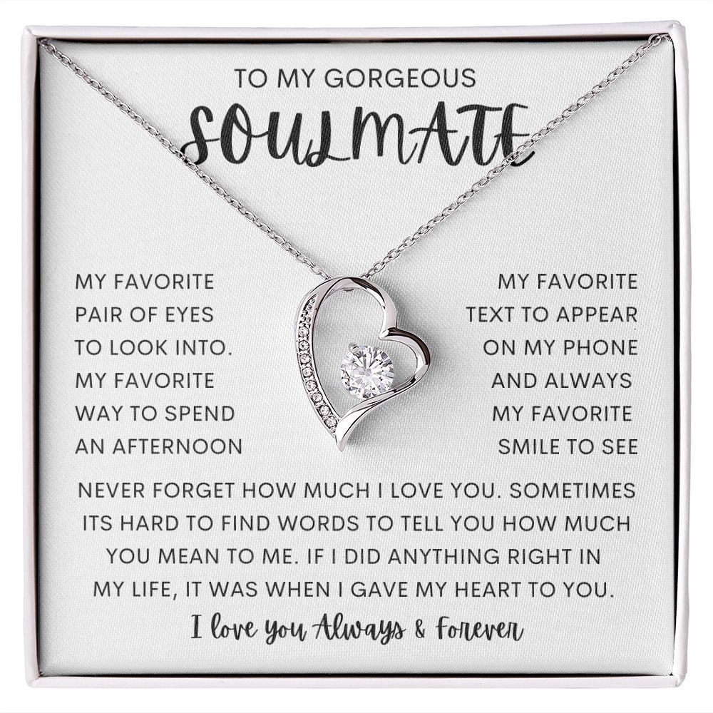 TO MY GORGEOUS SOULMATE | Forever Love Necklace | To My Soulmate, Gift for soulmate, Anniversary gift, Girlfriend necklace, Gift for wife, Birthday gift