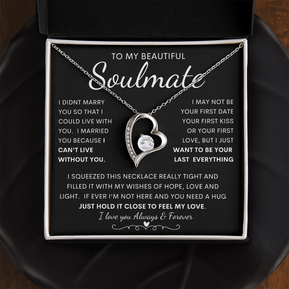 TO MY BEAUTIFUL SOULMATE | Forever Love Necklace | Gift from husband, Gift for soulmate, Anniversary necklace, Gift for Wife, Birthday gift