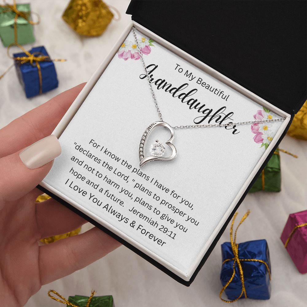 To My Granddaughter | Forever Love Necklace | Faith Message Card