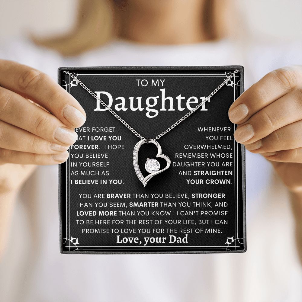 TO MY DAUGHTER FROM DAD | Forever Love Necklace | Daughter Birthday, Gift From Dad, Dad To Daughter Gift, Daughter Father Gift
