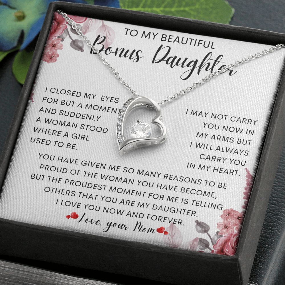 To My Beautiful Bonus Daughter | Gift For Daughter, Daughter Necklace, Birthday Gift