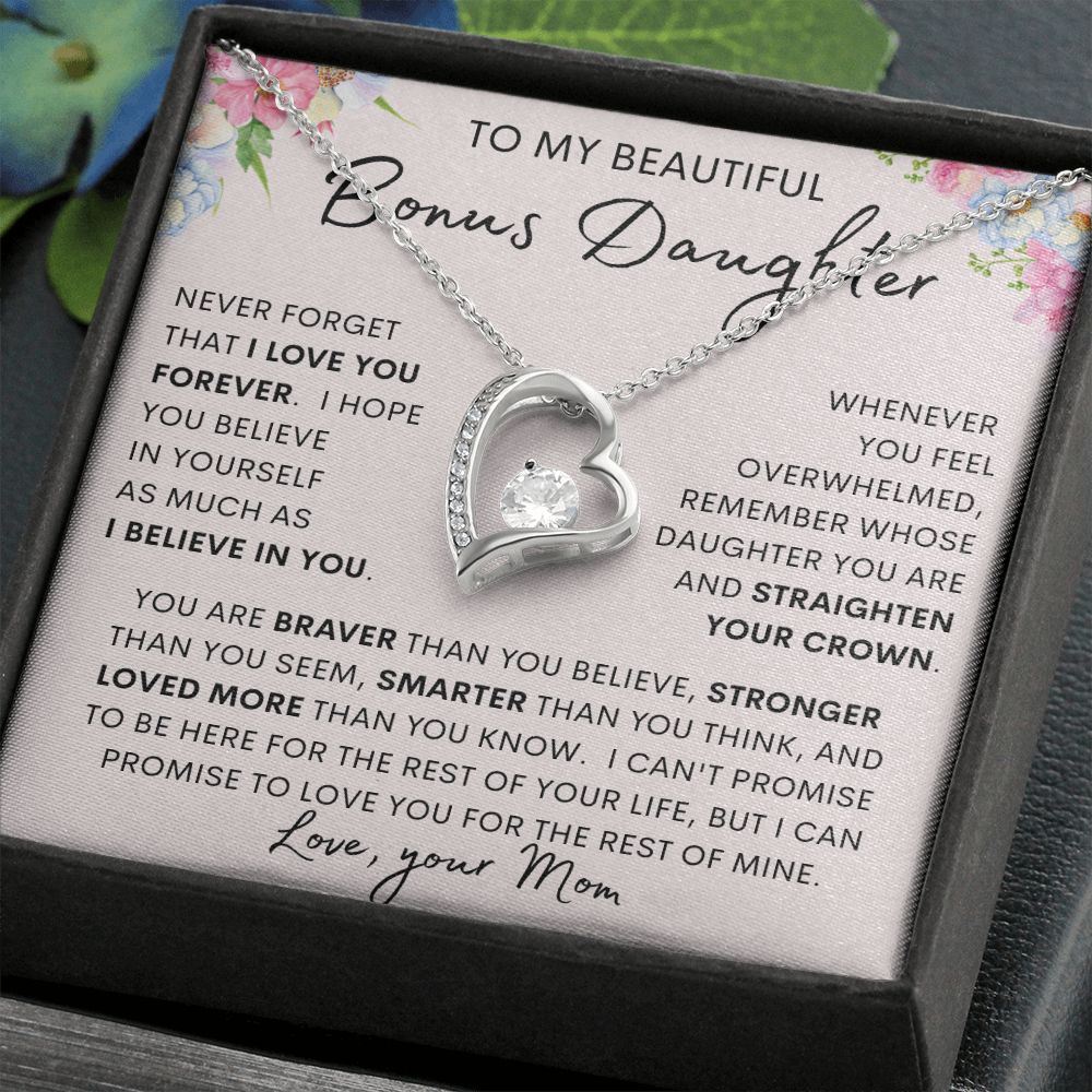 TO MY BONUS DAUGHTER | Daughter Necklace, Birthday Gift, Mother Daughter Gift, Gifts For Daughter, Gift From Mom