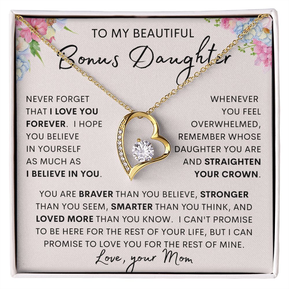 TO MY BONUS DAUGHTER | Daughter Necklace, Birthday Gift, Mother Daughter Gift, Gifts For Daughter, Gift From Mom