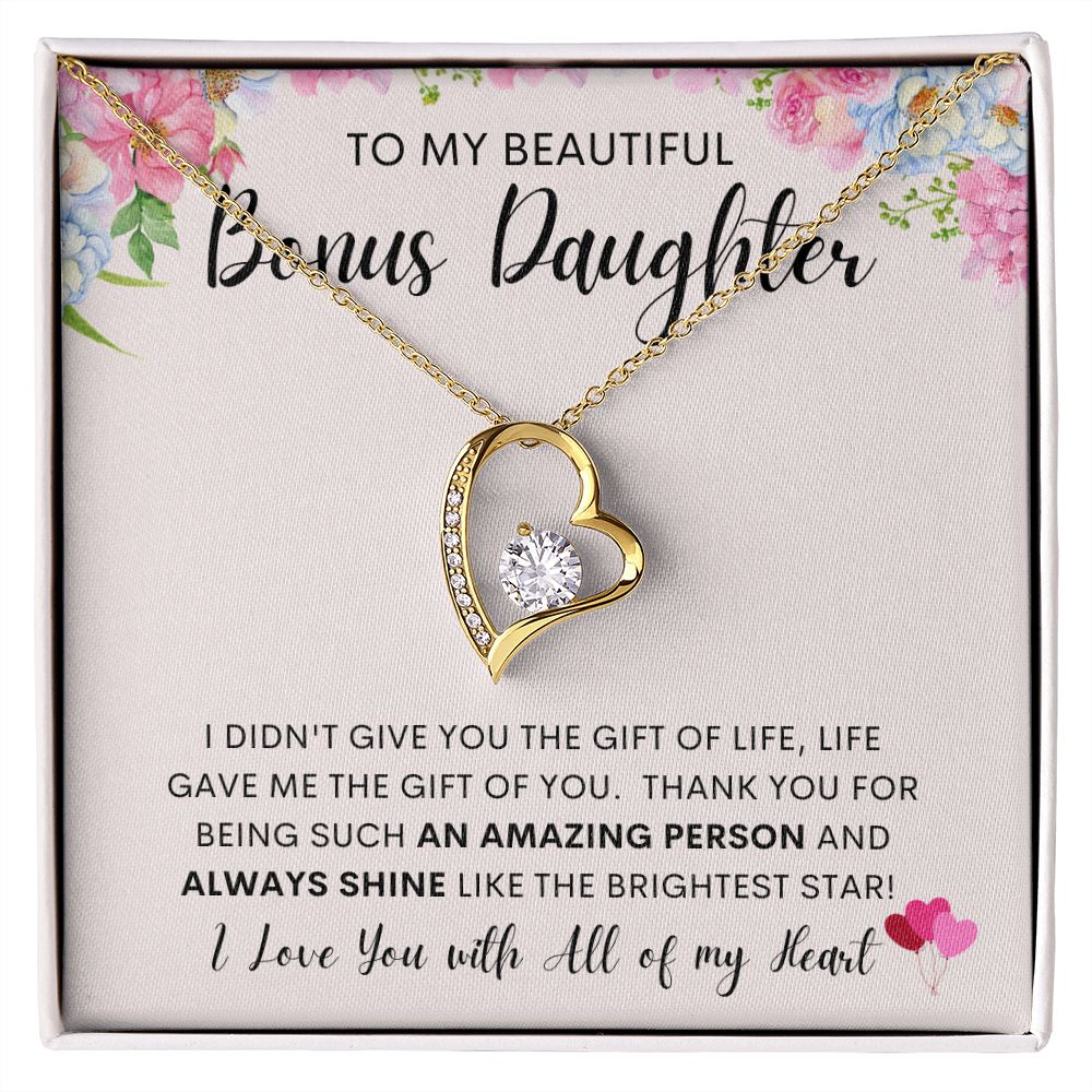 TO MY BEAUTIFUL BONUS DAUGHTER | Gift For Daughter, Birthday Gift, Daughter Necklace, Gift For Her