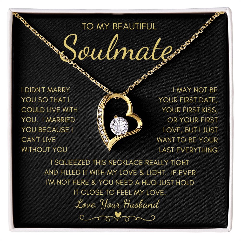 To My Beautiful Soulmate | Forever Love Necklace Yellow Gold Finish |  Soulmate gift, Anniversary gift, Gift for soulmate Wife necklace