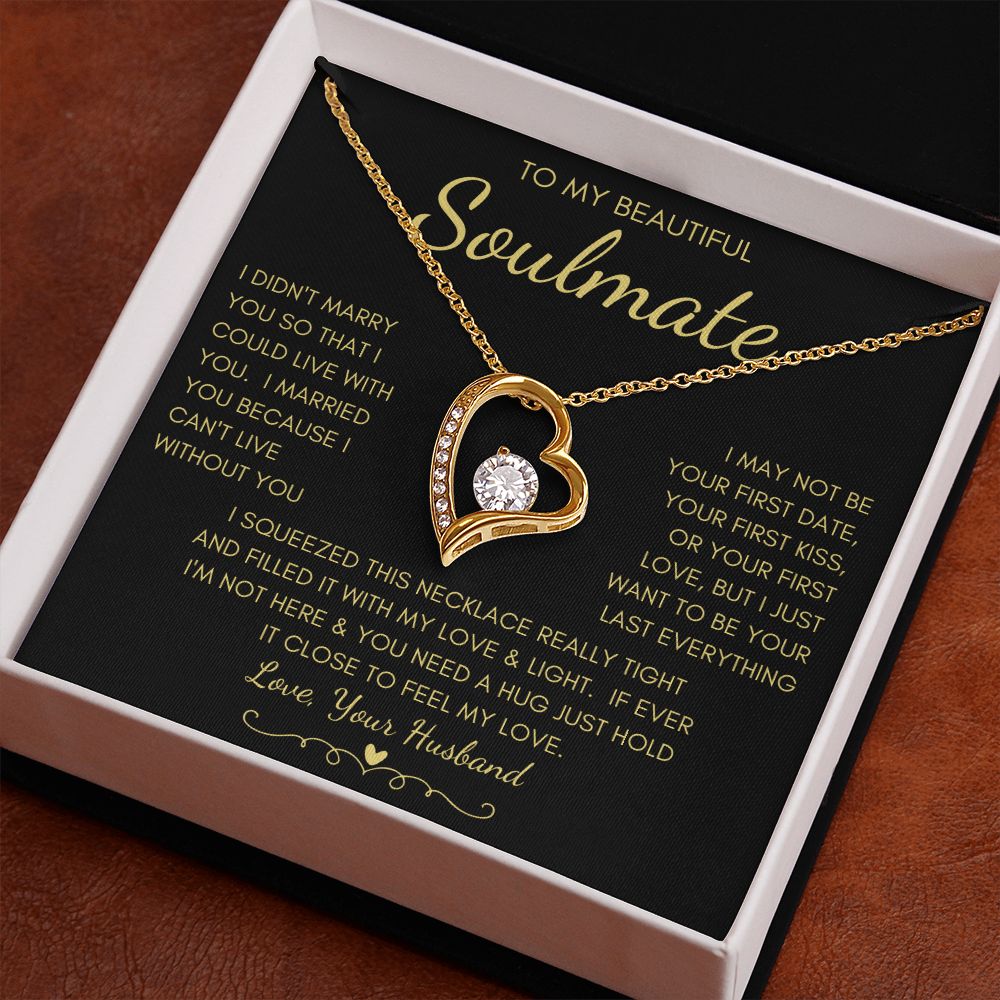 To My Beautiful Soulmate | Forever Love Necklace Yellow Gold Finish |  Soulmate gift, Anniversary gift, Gift for soulmate Wife necklace