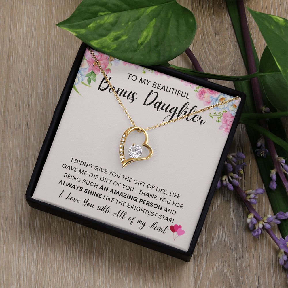 TO MY BEAUTIFUL BONUS DAUGHTER | Gift For Daughter, Birthday Gift, Daughter Necklace, Gift For Her