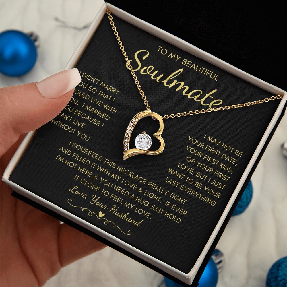 To My Beautiful Soulmate | Forever Love Necklace Yellow Gold Finish |  Soulmate gift, Anniversary gift, Gift for soulmate Wife necklace