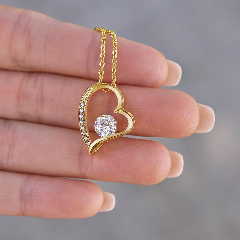 To My Beautiful Wife | Forever Love Necklace Yellow Gold Finish | My Love & Light