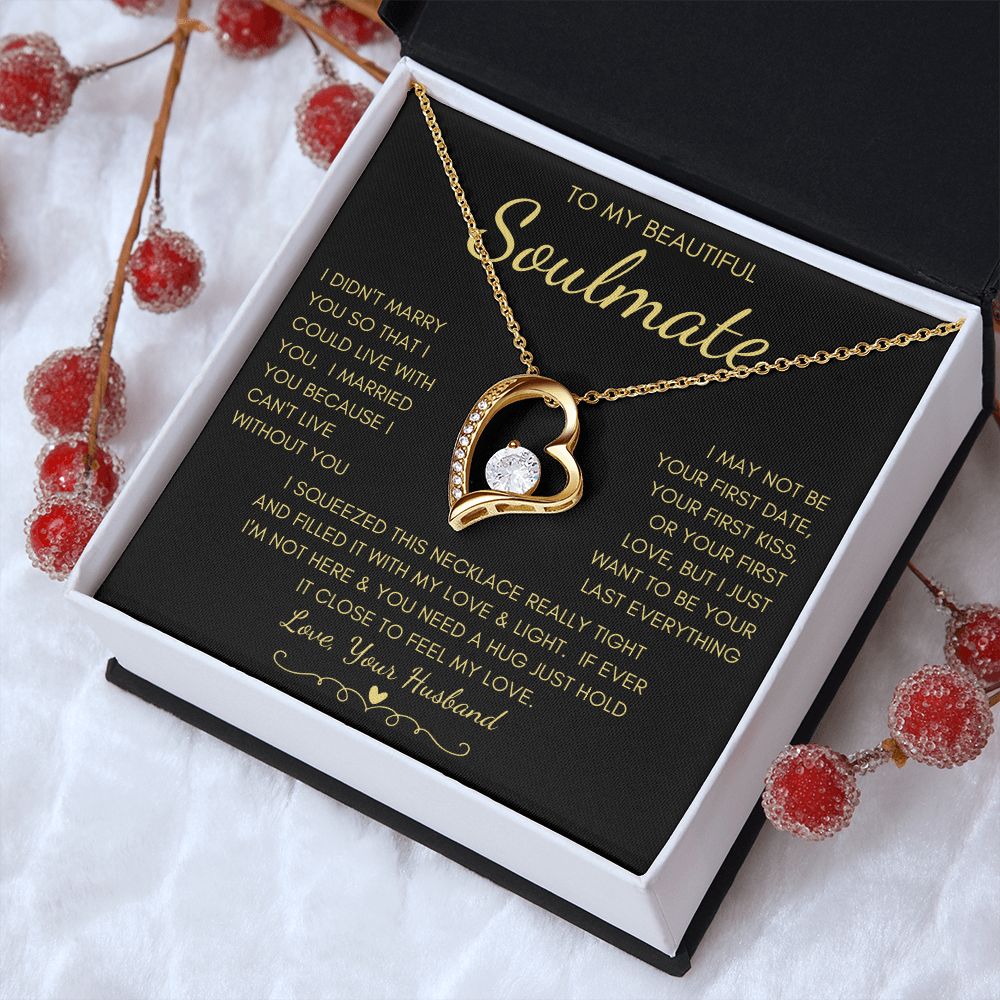 To My Beautiful Soulmate | Forever Love Necklace Yellow Gold Finish |  Soulmate gift, Anniversary gift, Gift for soulmate Wife necklace