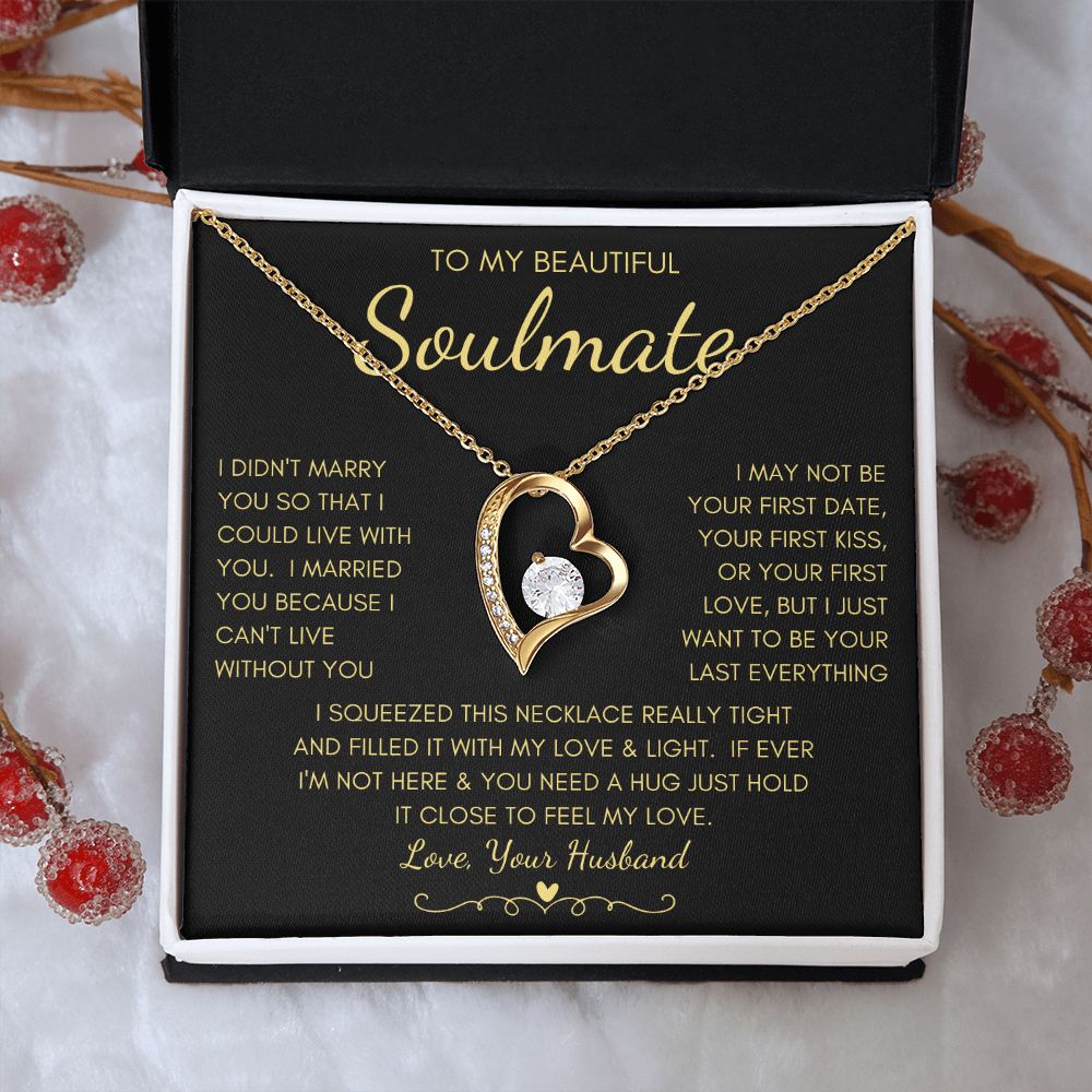 To My Beautiful Soulmate | Forever Love Necklace Yellow Gold Finish |  Soulmate gift, Anniversary gift, Gift for soulmate Wife necklace