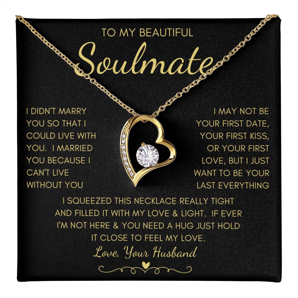 To My Beautiful Soulmate | Forever Love Necklace Yellow Gold Finish |  Soulmate gift, Anniversary gift, Gift for soulmate Wife necklace